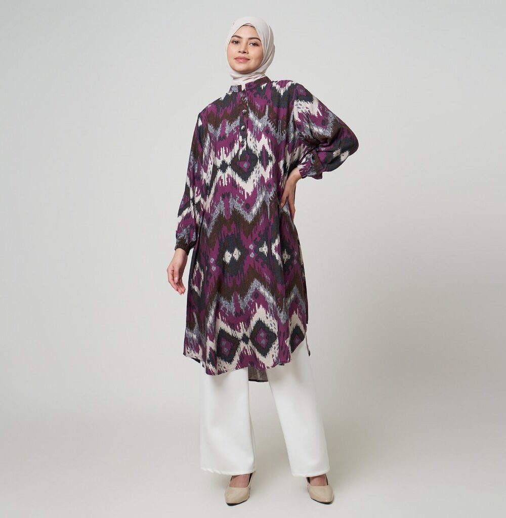 Dhoby Ghout Tunik Panjang Premium Wanita cr Muslim Modern All Size Kancing Depan - Cerimon