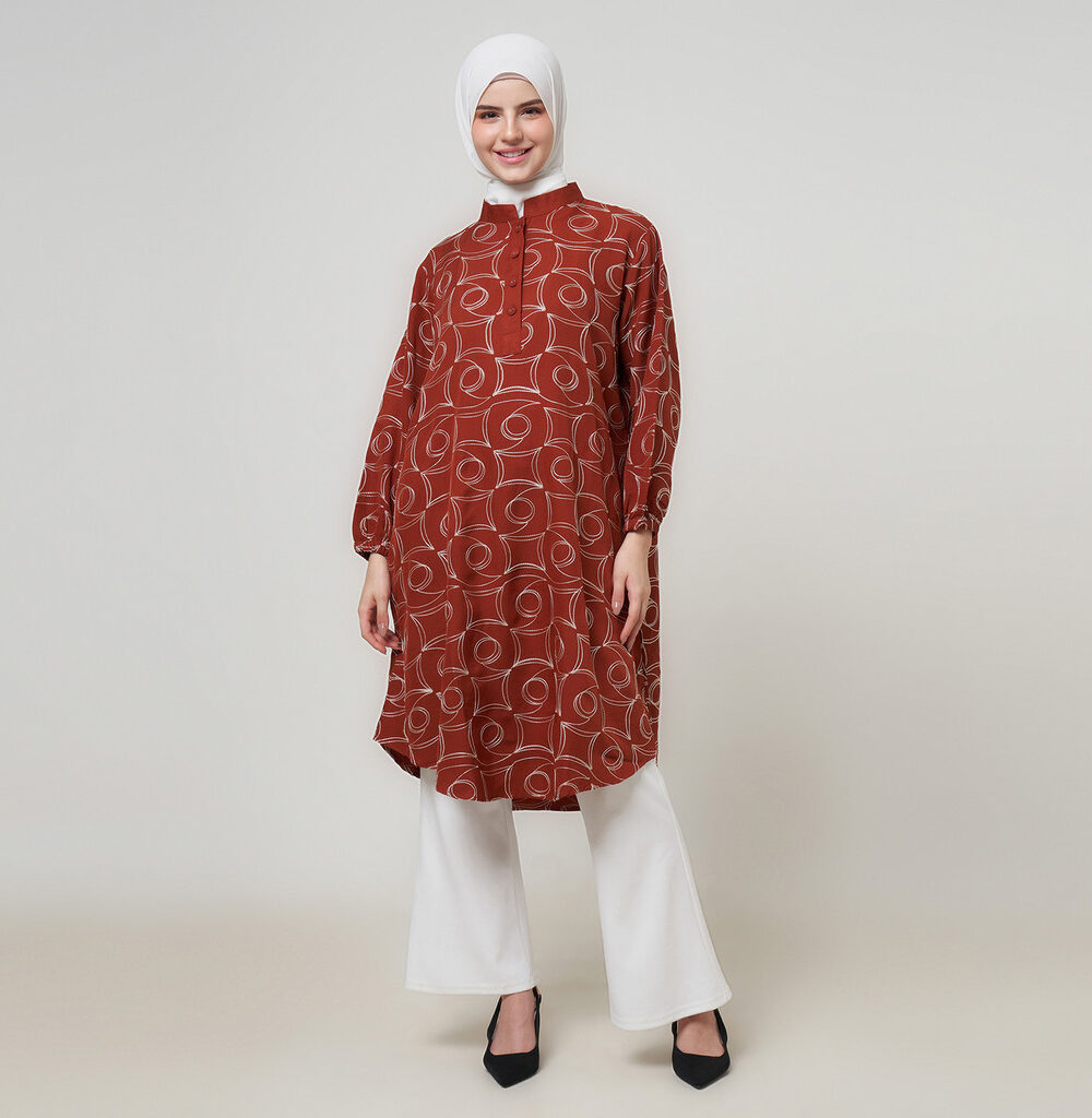 Dhoby Ghout Tunik Panjang Premium Wanita Muslim Modern All Size Kancing Depan - Munira