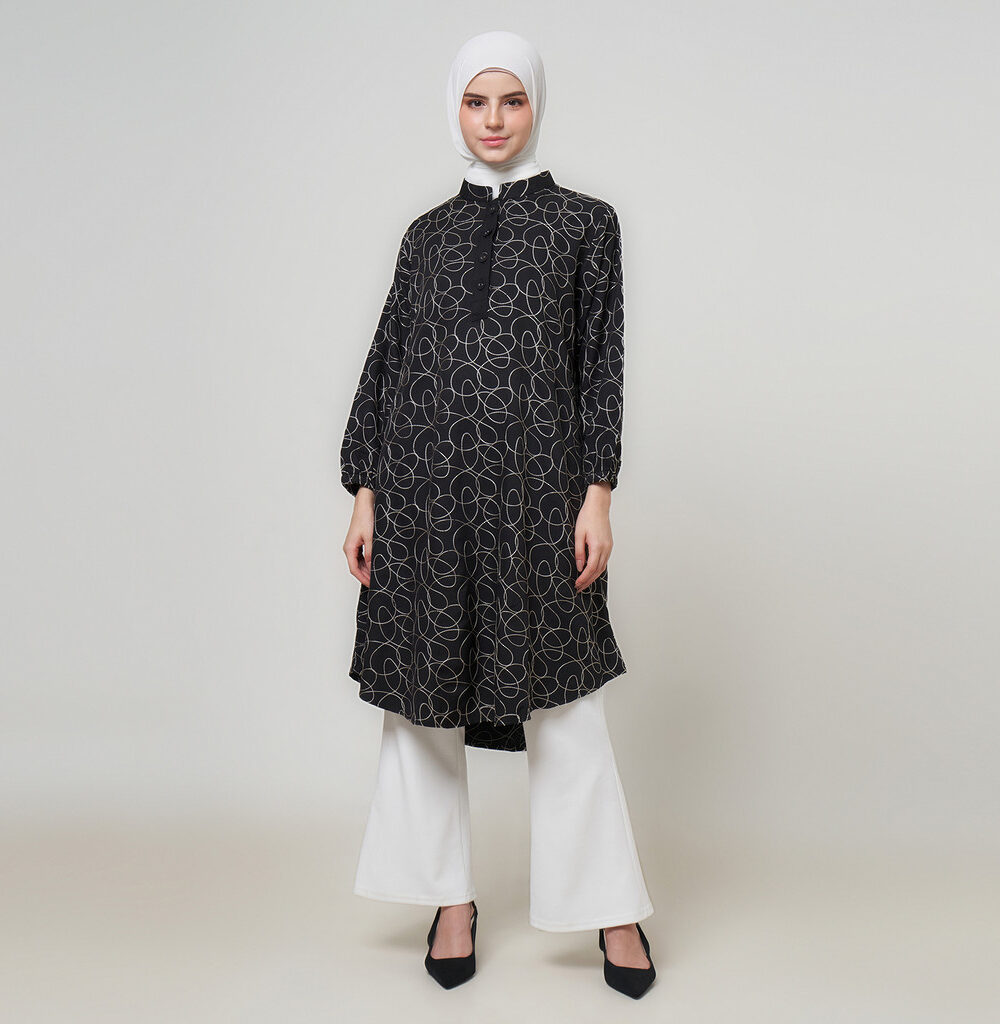 Dhoby Ghout Tunik Panjang Premium Wanita Muslim Modern All Size Kancing Depan - Shuha