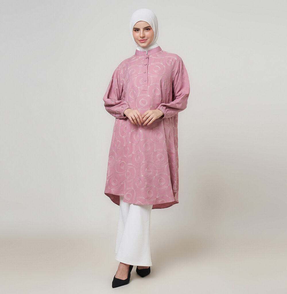 Dhoby Ghout Tunik Panjang Premium Wanita Muslim Modern All Size Kancing Depan - Aqlima