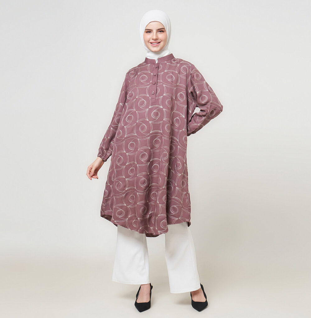 Dhoby Ghout Tunik Panjang Premium Wanita Muslim Modern All Size Kancing Depan - Shafiya
