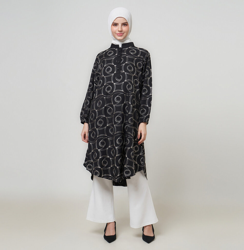 Dhoby Ghout Tunik Panjang Premium Wanita Muslim Modern All Size Kancing Depan - Ismah