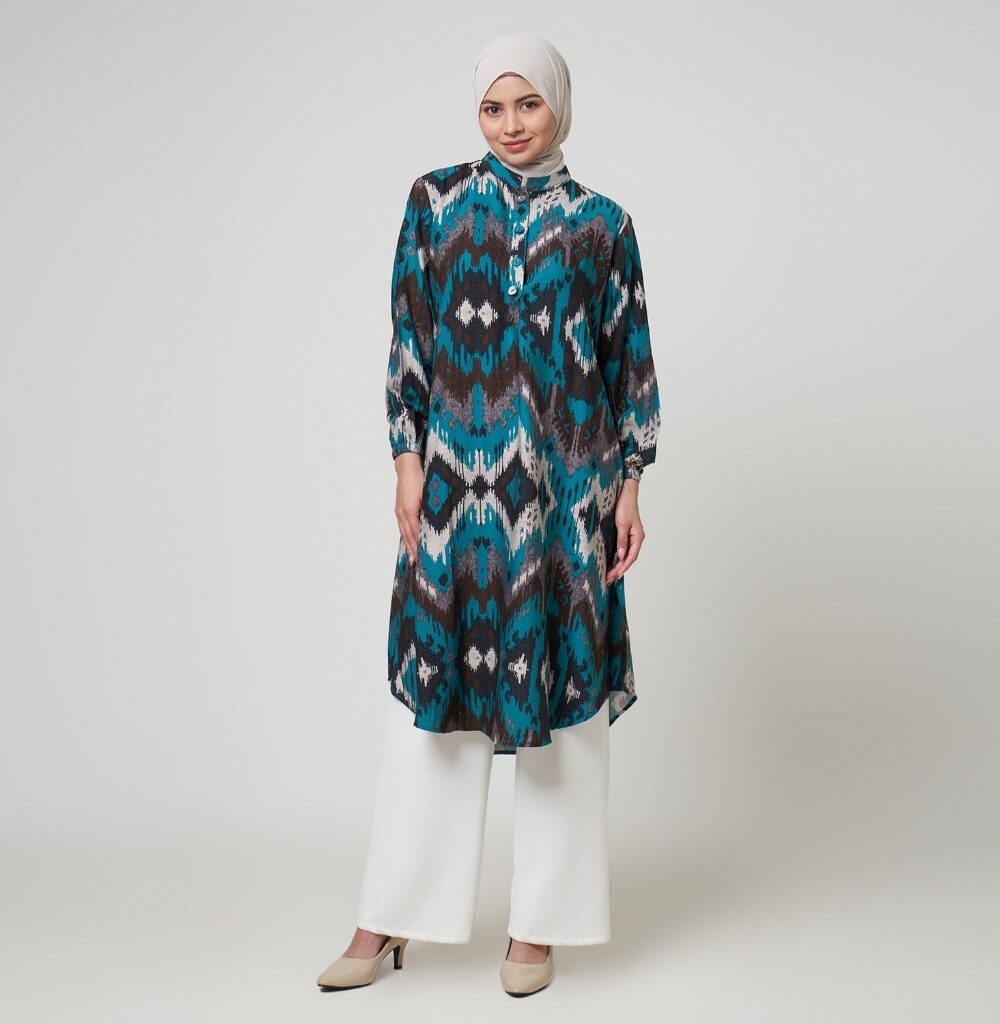 Dhoby Ghout Tunik Panjang Premium Wanita Tosca Muslim Modern All Size Kancing Depan - Aurel